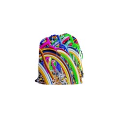 Colorful Bicycles In A Row Drawstring Pouches (xs)  by FunnyCow