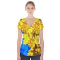 Yellow Maple Leaves Short Sleeve Front Detail Top View1