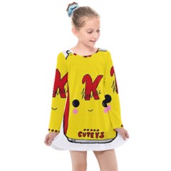 Kawaii Cute Tennants Lager Can Kids  Long Sleeve Dress by CuteKawaii1982