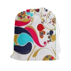 Retro Colorful Colors Splashes Drawstring Pouches (xxl) by flipstylezfashionsLLC