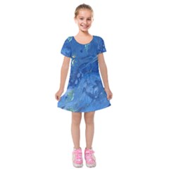 Star Fall Kids  Short Sleeve Velvet Dress by lwdstudio