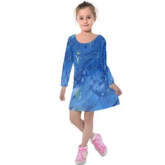 Star Fall Kids  Long Sleeve Velvet Dress by lwdstudio