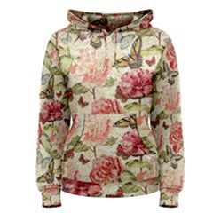 Watercolor Vintage Flowers Butterflies Lace 1 Women s Pullover Hoodie by EDDArt