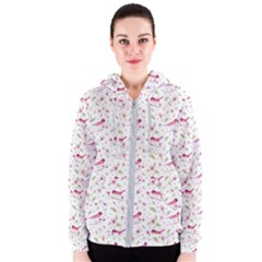 Watercolor Birds Magnolia Spring Pattern Women s Zipper Hoodie by EDDArt