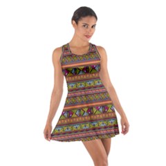 Traditional Africa Border Wallpaper Pattern Colored 2 Cotton Racerback Dress by EDDArt