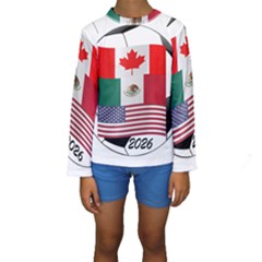 United Football Championship Hosting 2026 Soccer Ball Logo Canada Mexico Usa Kids  Long Sleeve Swimwear by yoursparklingshop