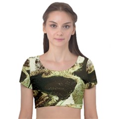 There Is No Promissed Rain 3jpg Velvet Short Sleeve Crop Top  by bestdesignintheworld