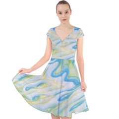 Ribbons Cap Sleeve Front Wrap Midi Dress by lwdstudio