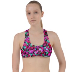 Pile Of Red Strawberries Criss Cross Racerback Sports Bra by FunnyCow