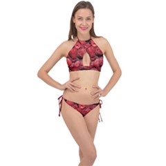 Red Raspberries Cross Front Halter Bikini Set by FunnyCow