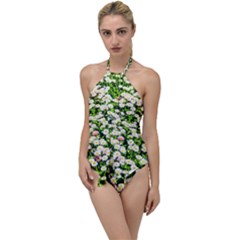 Green Field Of White Daisy Flowers Go With The Flow One Piece Swimsuit by FunnyCow