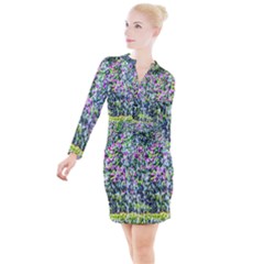 Lilacs Of The First Water Button Long Sleeve Dress by FunnyCow