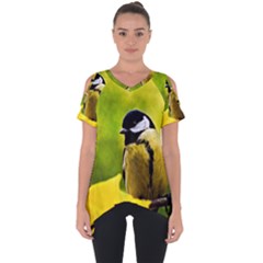 Tomtit Bird Dressed To The Season Cut Out Side Drop Tee by FunnyCow