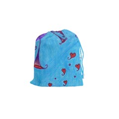 Hearts And Blue Drawstring Pouches (small)  by snowwhitegirl