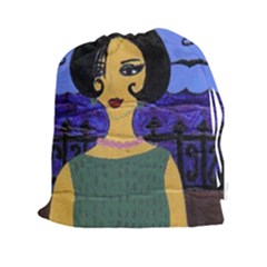 Girl By The Sea Drawstring Pouches (xxl) by snowwhitegirl