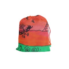 Flying Eyebird Drawstring Pouches (medium)  by snowwhitegirl