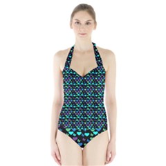 Hearts Butterflies Black Halter Swimsuit by snowwhitegirl