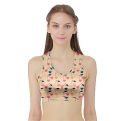 Heart Cherries Cream Sports Bra With Border by snowwhitegirl