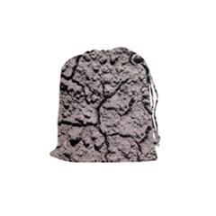 Earth  Dark Soil With Cracks Drawstring Pouches (medium)  by FunnyCow
