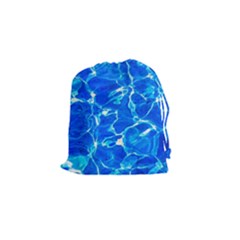 Blue Clear Water Texture Drawstring Pouches (small)  by FunnyCow