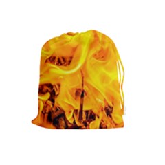 Fire And Flames Drawstring Pouches (large)  by FunnyCow