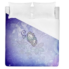 Wonderful Butterlies With Flowers Duvet Cover (queen Size) by FantasyWorld7