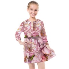 Beautiful Flowering Almond Kids  Quarter Sleeve Shirt Dress by FunnyCow