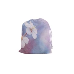 Pink Mist Of Sakura Drawstring Pouches (small)  by FunnyCow