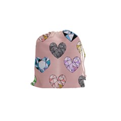 Gem Hearts And Rose Gold Drawstring Pouches (small)  by NouveauDesign