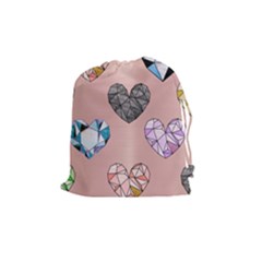 Gem Hearts And Rose Gold Drawstring Pouches (medium)  by NouveauDesign