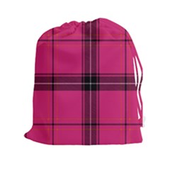 Dark Pink Plaid Drawstring Pouch (xxl) by snowwhitegirl