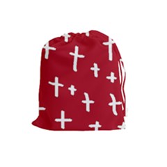 Red White Cross Drawstring Pouch (large) by snowwhitegirl