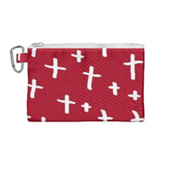 Red White Cross Canvas Cosmetic Bag (medium) by snowwhitegirl