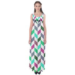 Zigzag Chevron Pattern Aqua Purple Empire Waist Maxi Dress by snowwhitegirl