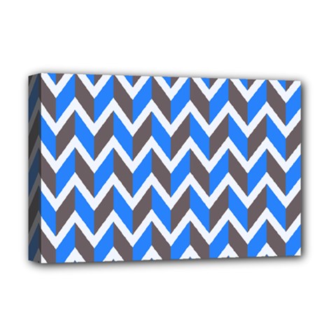Zigzag Chevron Pattern Blue Grey Deluxe Canvas 18  X 12   by snowwhitegirl