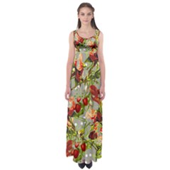 Fruit Blossom Gray Empire Waist Maxi Dress by snowwhitegirl