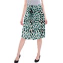 Teal Abstract Swirl Drops Midi Beach Skirt View1