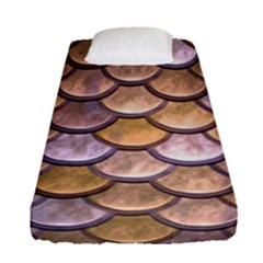 Copper Mermaid Scale Fitted Sheet (single Size) by snowwhitegirl