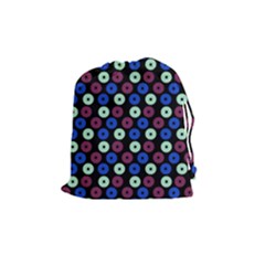Eye Dots Blue Magenta Drawstring Pouch (medium) by snowwhitegirl