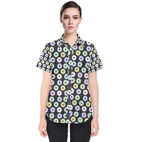 Eye Dots Grey Pastel Women s Short Sleeve Shirt by snowwhitegirl