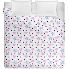 Hearts And Star Dot White Duvet Cover Double Side (king Size) by snowwhitegirl