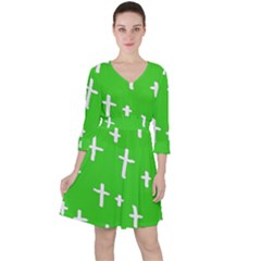Green White Cross Ruffle Dress by snowwhitegirl