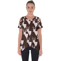 Brown Deer Pattern Cut Out Side Drop Tee by snowwhitegirl