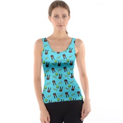 School Girl Pattern Blue Tank Top by snowwhitegirl