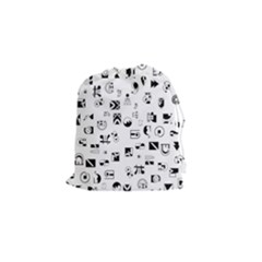 Black Abstract Symbols Drawstring Pouch (small) by FunnyCow