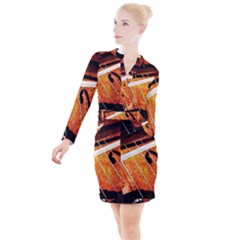 Cello Performs Classic Music Button Long Sleeve Dress by FunnyCow