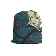 Girl And Flowers Drawstring Pouch (large) by vintage2030