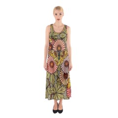 Flower And Butterfly Sleeveless Maxi Dress by vintage2030
