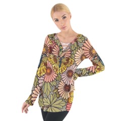 Flower And Butterfly Tie Up Tee by vintage2030