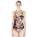 Retrocouplekissing Halter Swimsuit View1